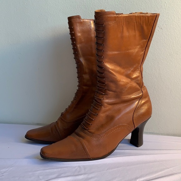 Leather Boots with Three Inch Heel - Picture 1 of 10